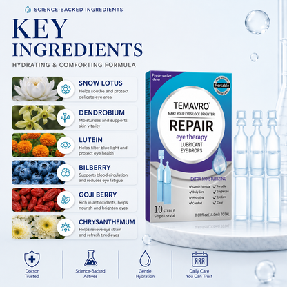 Hydrating Eye Drops – Single-Use Lubricant Drops for Dry & Tired Eyes, Daily Refreshing Eye Comfort-ZZ
