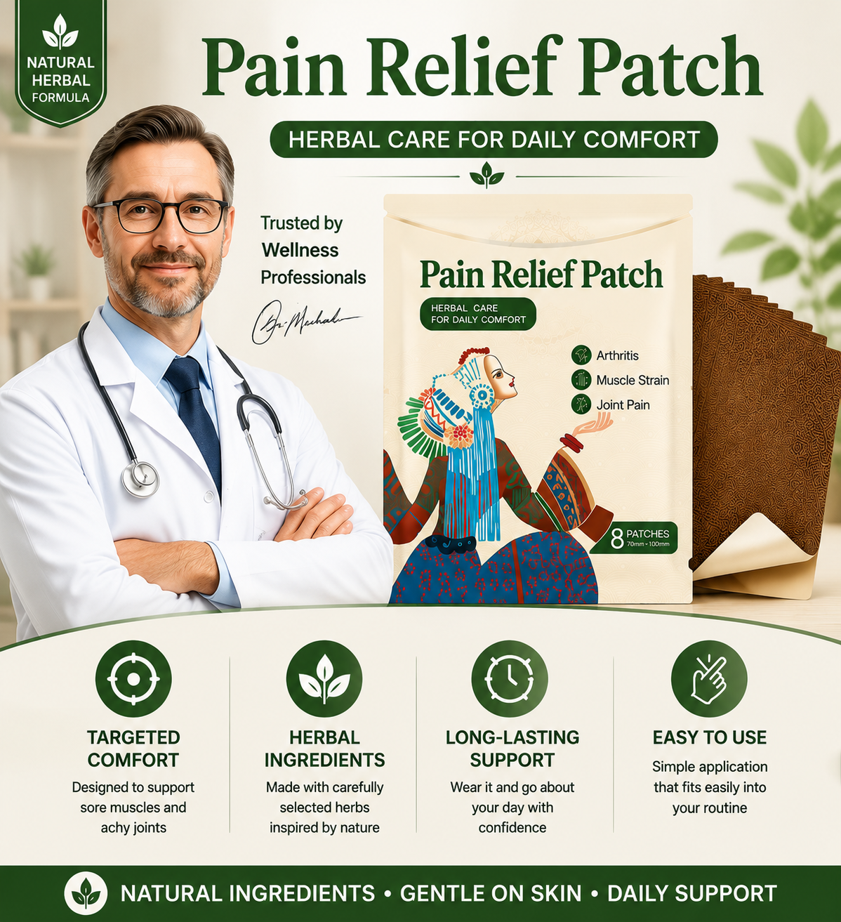 Traditional Herbal Pain Relief Patch – Joint & Muscle Comfort Support-YQ