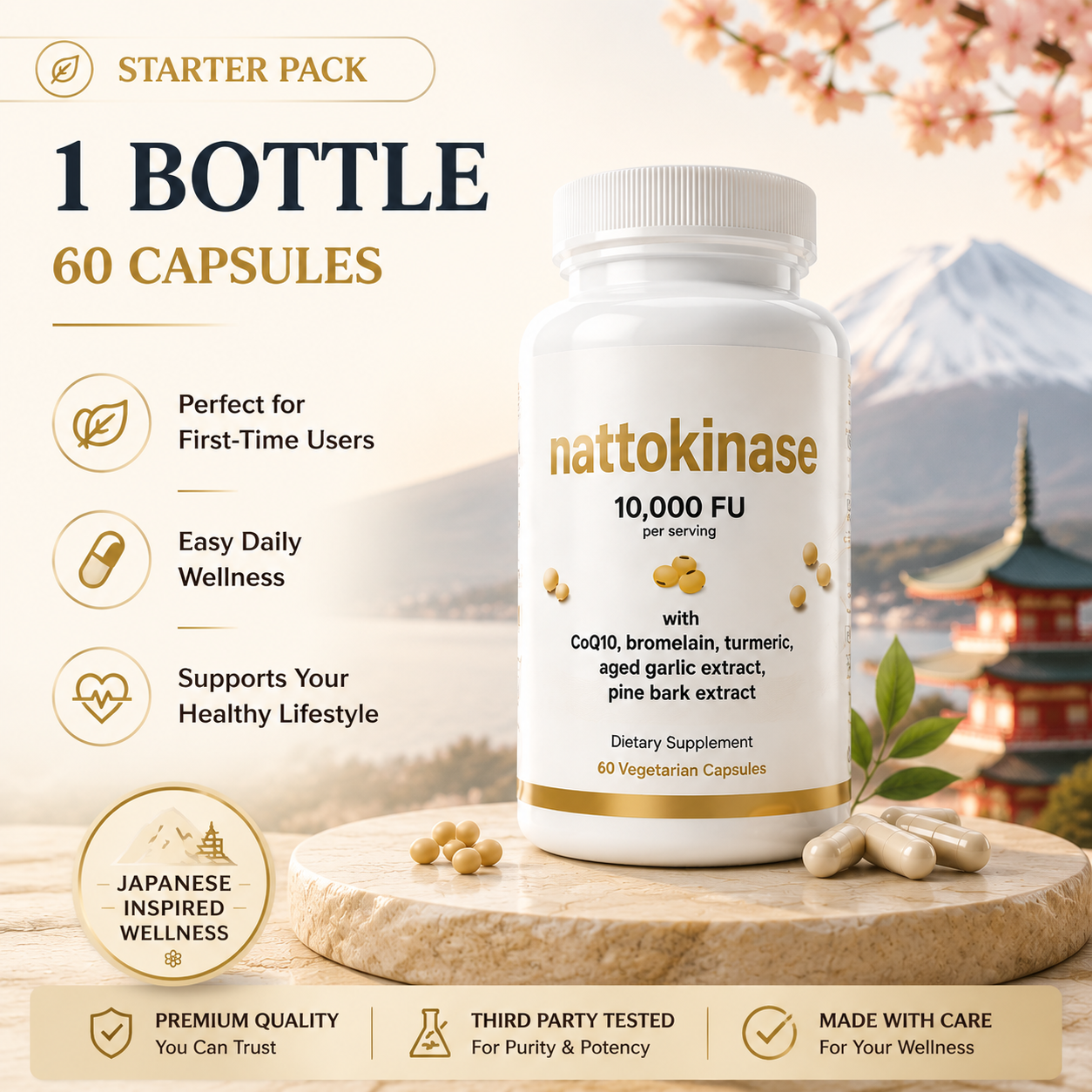 Support Your Heart & Circulation With A Japanese-Inspired Formula,A convenient daily supplement combining Nattokinase, Turmeric, and botanical extracts.-YQ