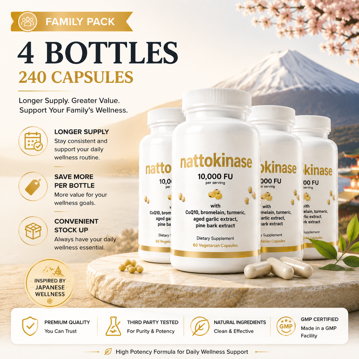 Support Your Heart & Circulation With A Japanese-Inspired Formula,A convenient daily supplement combining Nattokinase, Turmeric, and botanical extracts.-YQ