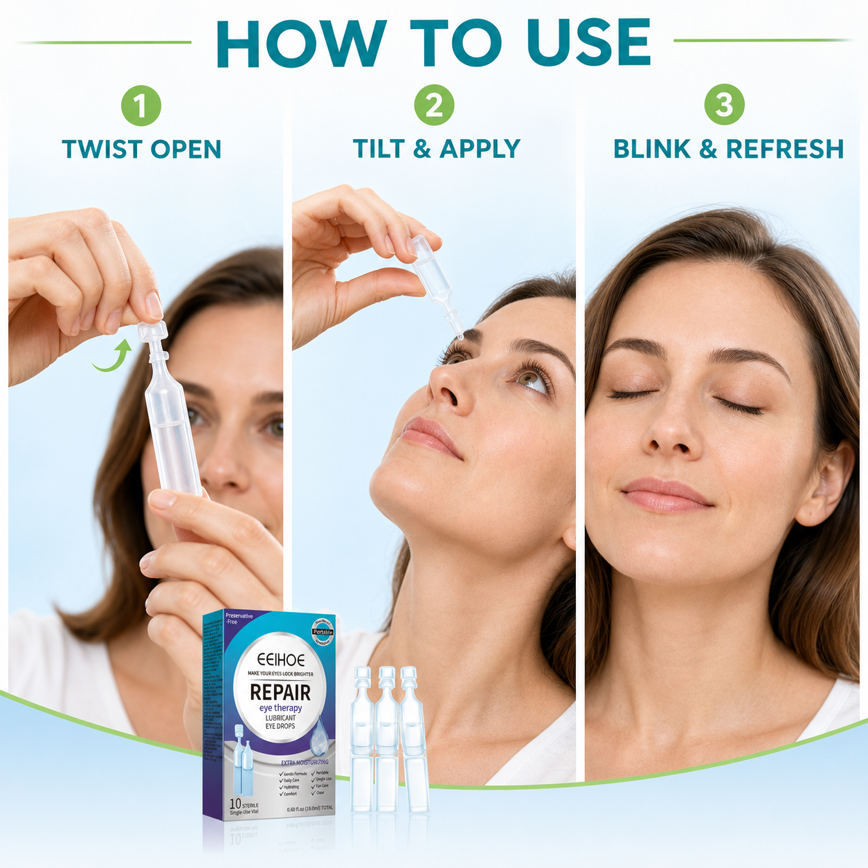 Hydrating Eye Drops – Single-Use Lubricant Drops for Dry & Tired Eyes, Daily Refreshing Eye Comfort-YQ