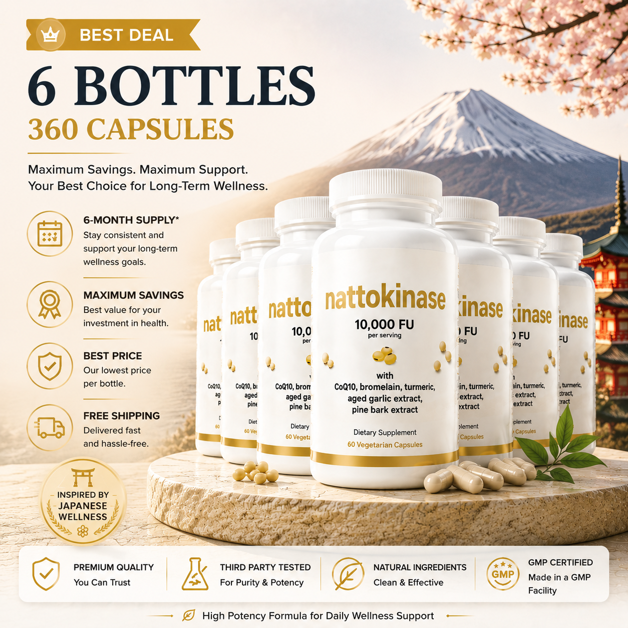 Support Your Heart & Circulation With A Japanese-Inspired Formula,A convenient daily supplement combining Nattokinase, Turmeric, and botanical extracts.-YQ