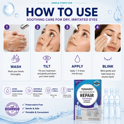 Hydrating Eye Drops – Single-Use Lubricant Drops for Dry & Tired Eyes, Daily Refreshing Eye Comfort-ZZ